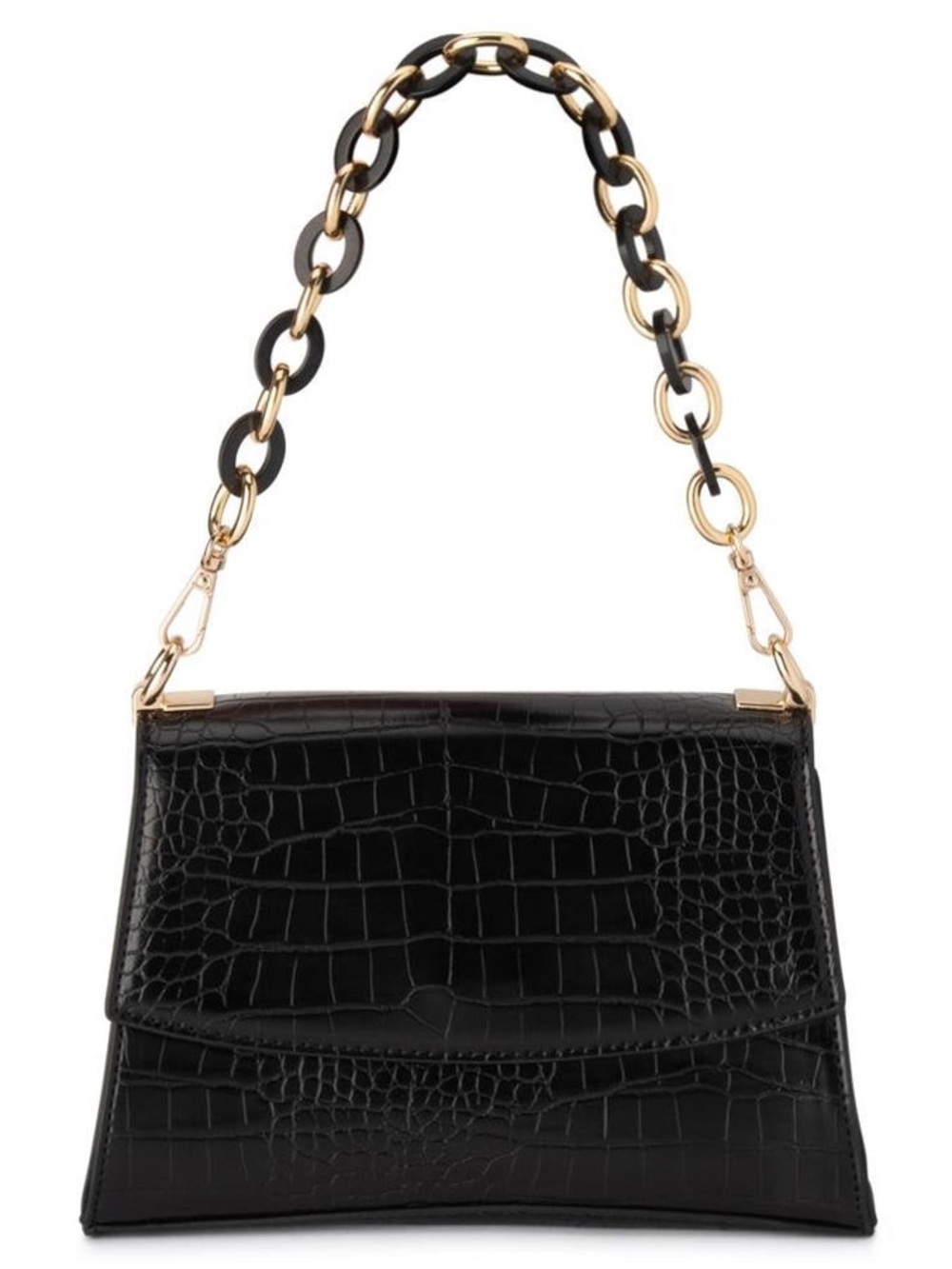 OLGA BERG | ROMY CURVED BASE CHAIN BAG - BLACK